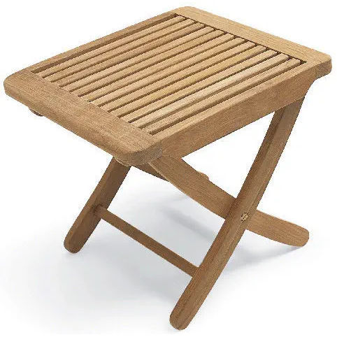 Moderner Hocker - ATLANTIC | Footstool - Valdenassi - Teakholz / Gestell aus Teakholz / mit X-Gestell