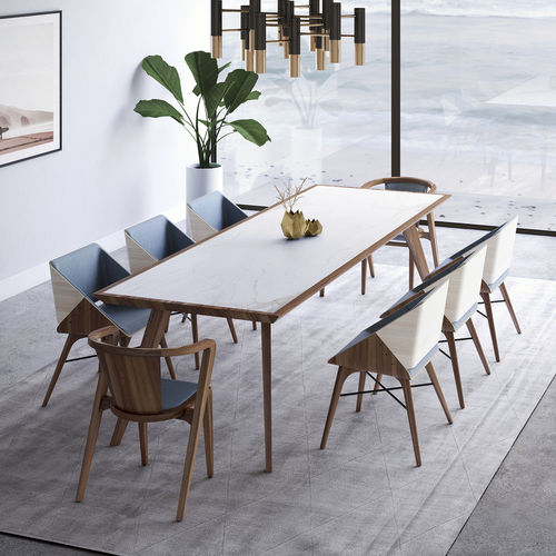 Moderner Esstisch - ROLY-POLY - AROUNDtheTREE Design - Marmor / Gestell aus Massivholz / Gestell aus Esche
