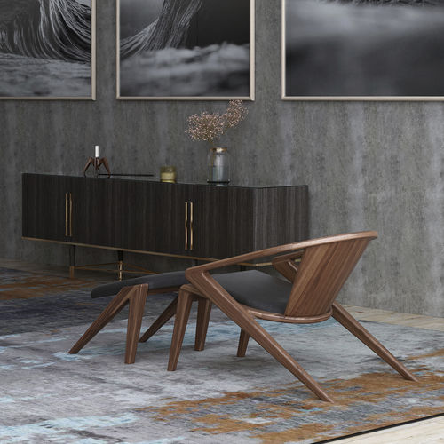 Moderner Sessel - P.R. LOUNGE - AROUNDtheTREE Design - Stoff / Leder / Esche