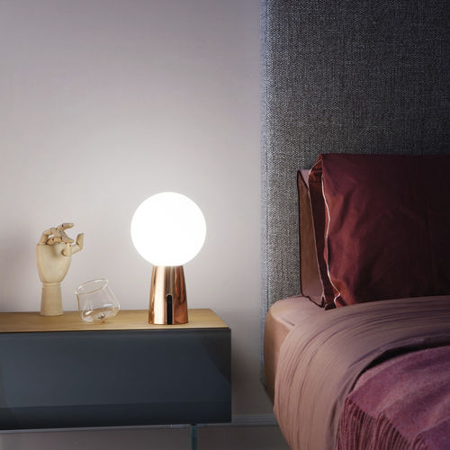Tischlampe - OLIMPIA - Zafferano Srl - mobil / Aluminium / sandgestrahltes Glas