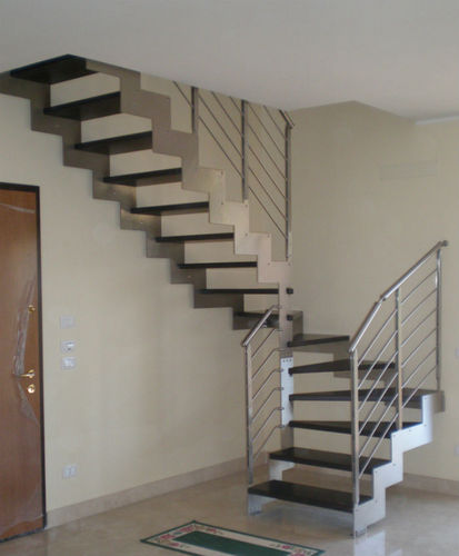 Halbgewendelte Treppe - HIDRA LEGNO - Ci. Erre Scale - Holzstufen / mit Edelstahlstruktur / modern