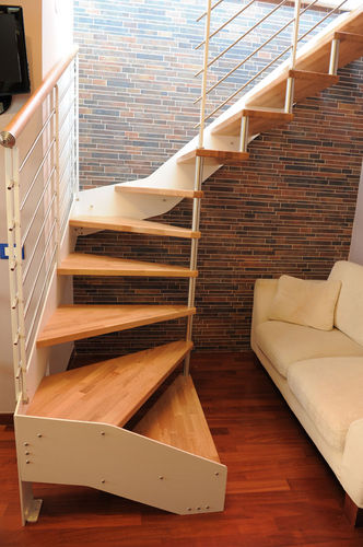 Viertelgewendelte Treppe - ANTEA - Ci. Erre Scale - Holzstufen / mit Metallstruktur / modern