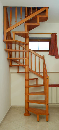 Treppe / abgewinkelte Spindeltreppe - SATURNO LEGNO - Ci. Erre Scale - Holzstufen / mit Edelstahlstruktur / modern