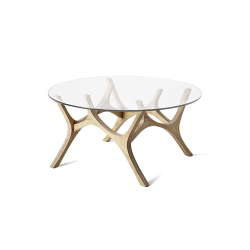 Moderner Couchtisch - MOOSE - Tabanda - Hartglas / Gestell aus Eiche / Gestell aus Furnierholz