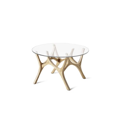 Moderner Couchtisch - MOOSE - Tabanda - Hartglas / Gestell aus Eiche / Gestell aus Furnierholz