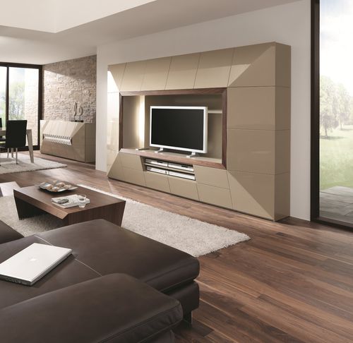Moderne Wohnwand - PRISMA AMB.P1 - ARC - lackiertes Holz