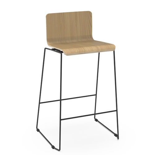 Moderner Hocker - SBA - Nautilus SA - Leder / Stoff / Buche