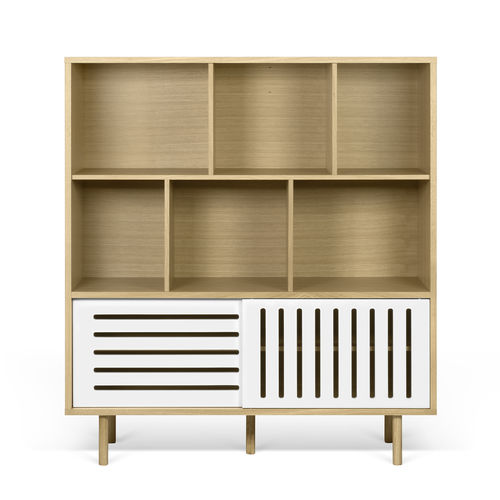 Hohes Sideboard - DANN STRIPES - TEMAHOME - modern / lackiertes Holz / Eiche