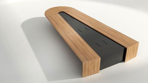 Moderner Besprechungstisch - ROM - Iduna S.A. - Holz / Gestell aus Holz / mit integrierter Steckdose