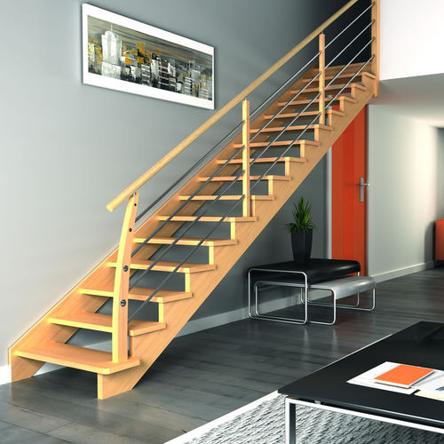 Gerade Treppe - ÉVOLUTION - RIAUX ESCALIERS - viertelgewendelt / Wendel / Holzstufen