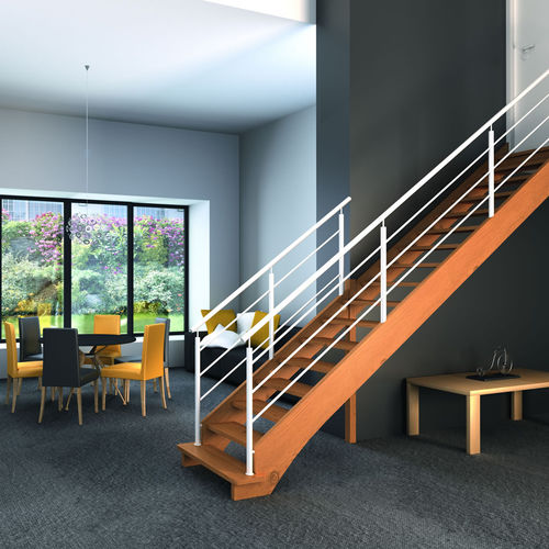 Gerade Treppe - FUSION - RIAUX ESCALIERS - viertelgewendelt / Wendel / Holzstufen