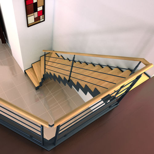 Viertelgewendelte Treppe - MISTRAL - RIAUX ESCALIERS - gerade / Holzstufen / mit Metallstruktur