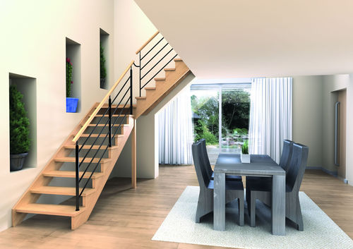 Gerade Treppe - ALLIAGE - RIAUX ESCALIERS - Holzstufen / mit Holzstruktur / modern
