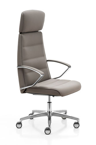 Moderner Chefsessel - KLIVIA - KASTEL srl - Leder / poliertes Aluminium / Hochlehner