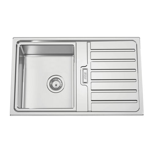 Einbeckenspüle - FUSION 80 - RODI HOME – kitchen sinks and accessories - mit Abtropffläche / polierter Edelstahl / einbaufähig