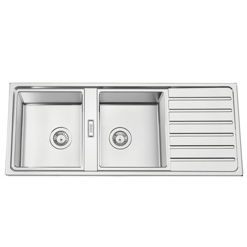 Doppelbeckenspüle - FUSION 120 - RODI HOME – kitchen sinks and accessories - mit Abtropffläche / polierter Edelstahl / einbaufähig