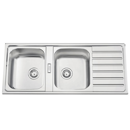 Doppelbeckenspüle - URBAN 116 - RODI HOME – kitchen sinks and accessories - mit Abtropffläche / polierter Edelstahl / einbaufähig