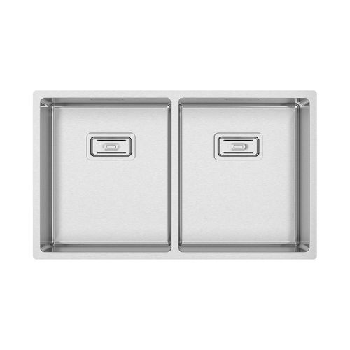 Doppelbeckenspüle - BOX LUX 75 - RODI HOME – kitchen sinks and accessories - ohne Abtropffläche / gebürsteter Edelstahl / einbaufähig