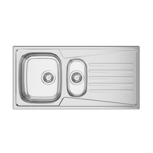 Doppelbeckenspüle - KERAN 100 - RODI HOME – kitchen sinks and accessories - mit Abtropffläche / polierter Edelstahl / einbaufähig