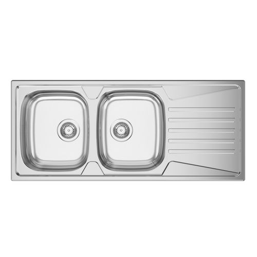 Doppelbeckenspüle - KERAN 116 - RODI HOME – kitchen sinks and accessories - mit Abtropffläche / polierter Edelstahl / einbaufähig