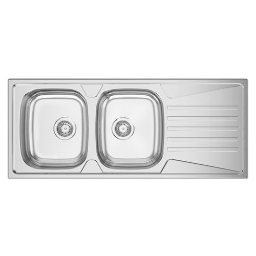 Doppelbeckenspüle - KERAN 120 - RODI HOME – kitchen sinks and accessories - mit Abtropffläche / polierter Edelstahl / einbaufähig
