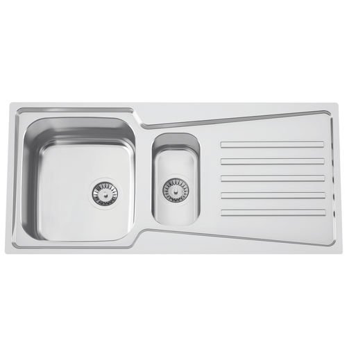 Doppelbeckenspüle - EVOLUTION 100 - RODI HOME – kitchen sinks and accessories - mit Abtropffläche / polierter Edelstahl / einbaufähig