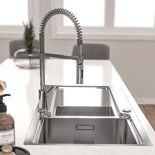 Doppelbeckenspüle - EVO 100 - RODI HOME – kitchen sinks and accessories - mit Abtropffläche / gebürsteter Edelstahl / einbaufähig