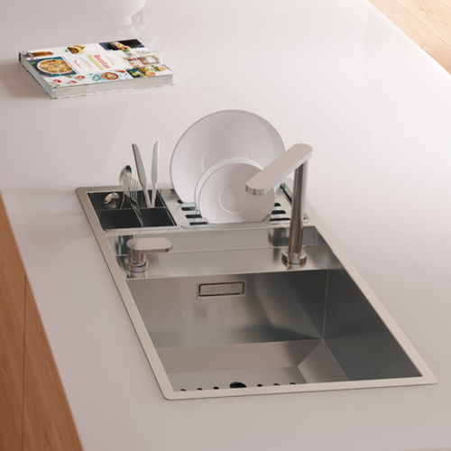 Einbeckenspüle - INVISIBLE 70 - RODI HOME – kitchen sinks and accessories - mit Abtropffläche / gebürsteter Edelstahl / einbaufähig