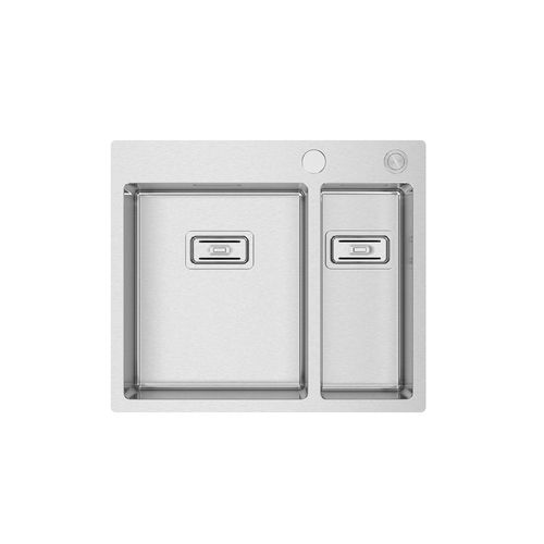 Doppelbeckenspüle - BOX LUX 56 - RODI HOME – kitchen sinks and accessories - ohne Abtropffläche / gebürsteter Edelstahl / einbaufähig