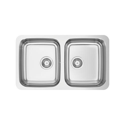 Doppelbeckenspüle - DUO 80 - RODI HOME – kitchen sinks and accessories - ohne Abtropffläche / polierter Edelstahl / Unterbau