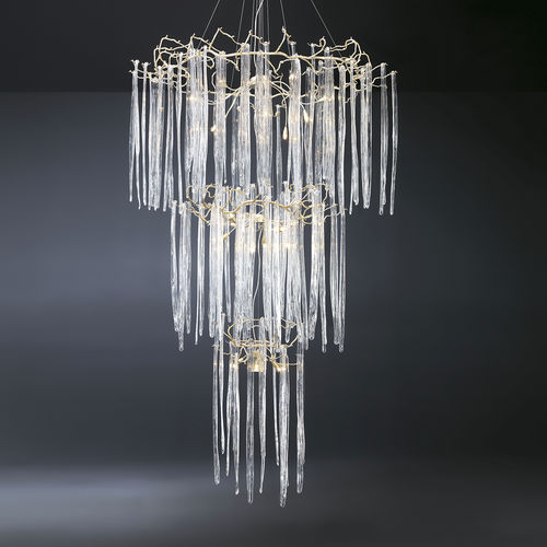 Moderner Kronleuchter - CASCADE TRIPLE - Serip - Glas / Kristall / Bronze