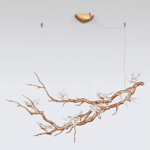 Moderner Kronleuchter - FLOAT LARGE - Serip - Glas / Bronze / 9 Glühbirnen
