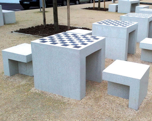 Moderne Tisch- und Stuhlkombination - ARCHE® - QUARTZO DESIGN - Kunststein / für öffentliche Bereiche