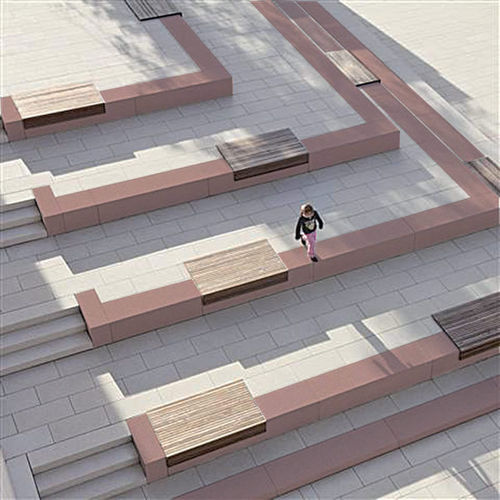 Moderne Bank für den öffentlichen Raum - SYNOPS® - QUARTZO DESIGN - Holz / Kunststein / modular