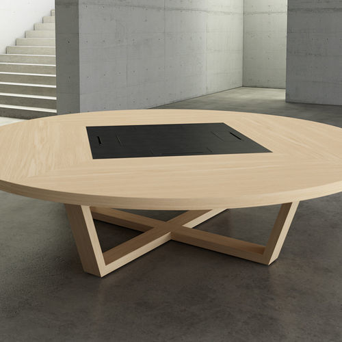 Moderner Besprechungstisch - MODULOS - SOTUBO - Holz / Glas / Leder