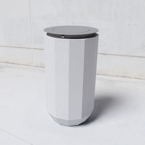 Park-Abfallbehälter - WUUD: 430.T - SIT Urban Design - Eisen / Faserbeton / mit Deckel