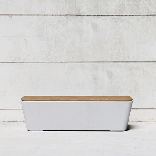 Bank für den öffentlichen Raum / minimalistisches Design - SMOOTH 592.W - SIT Urban Design - Massivholz / Beton / ohne Rückenlehne