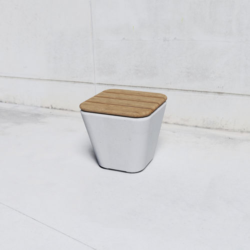 Hocker / minimalistisches Design - SMOOTH: 593.W - SIT Urban Design - Massivholz / Gestell aus Beton / mit Mittelfuß