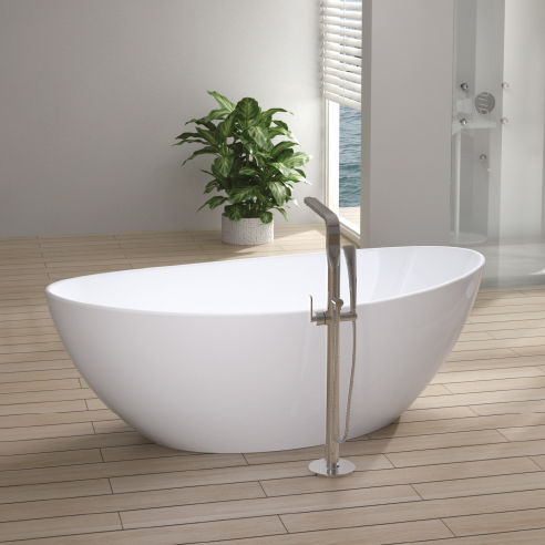 Ovale Badewanne - EGG - RUBICER - freistehend / Mineralguss / weiß