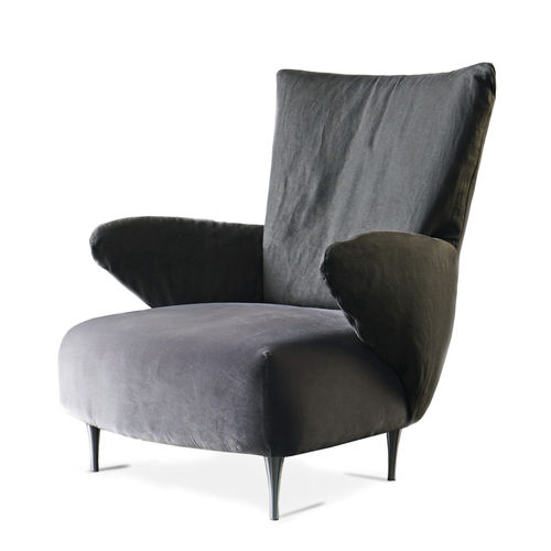 Moderner Sessel - PANK - D3CO - Leder / Stoff / mit hoher Rückenlehne