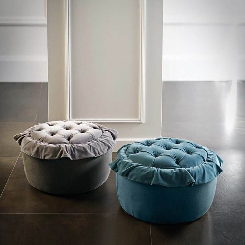 Chesterfield-Sitzkissen - PANK - D3CO - Stoff / Leder / rund