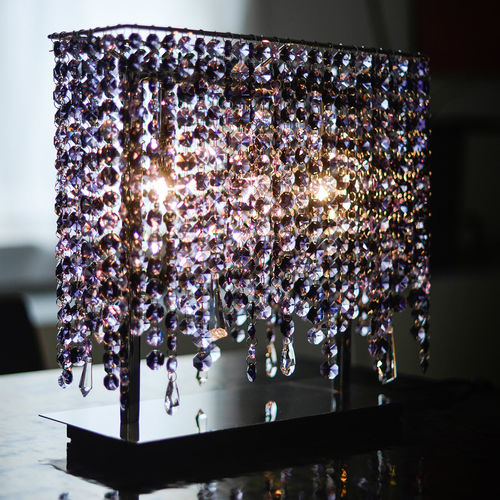Tischlampe - LINEA  - Manooi - polierter Edelstahl / Kristall / modern