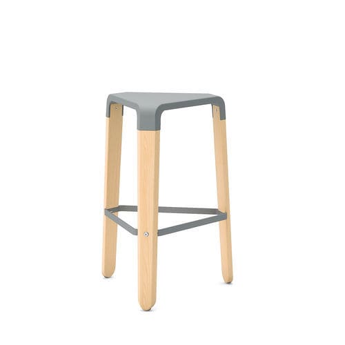 Moderner Hocker - PICAPAU - Infiniti - Glasfaser / Polypropylen / Gestell aus Buche