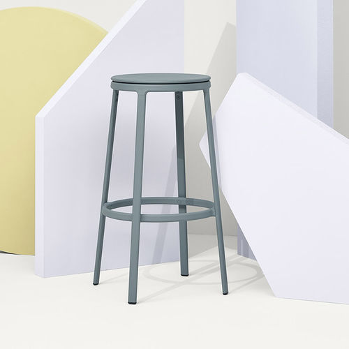 Moderner Hocker - ROUND&amp;ROUND - Infiniti - Holz / Recyclingkunststoff / Gestell aus bemaltem Stahl