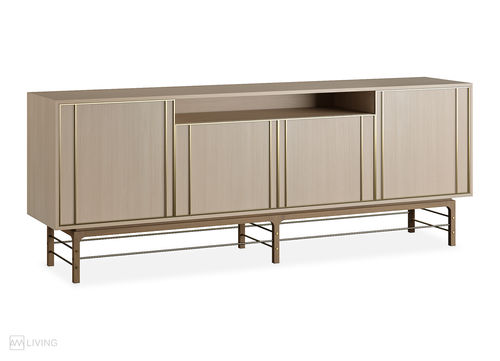 Modernes Sideboard - FEEL II - AM LIVING - Holz / gebürstetes Messing / mit Schwingtür