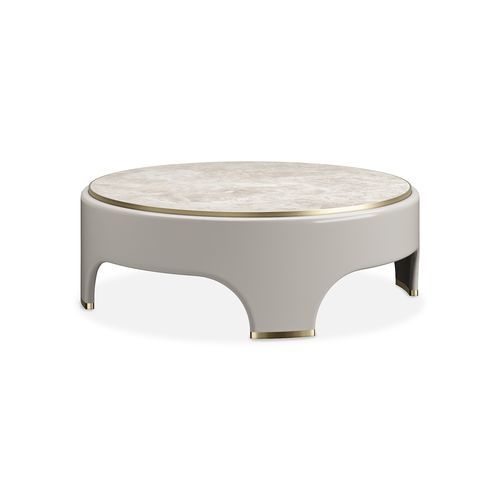 Moderner Couchtisch - MELLOW - AM LIVING - Marmor / Gestell aus gebürstetem Messing / Gestell aus lackiertem Holz