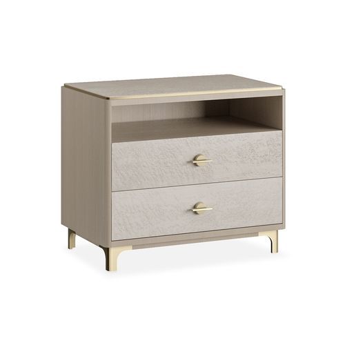 Moderner Nachttisch - ALLURE - AM LIVING - Holz / Gestell aus gebürstetem Messing / rechteckig