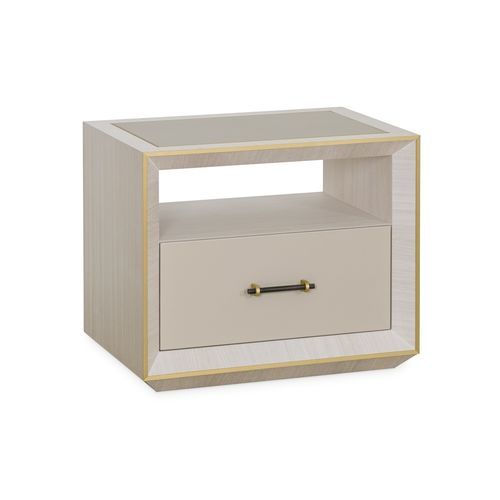 Moderner Nachttisch - PEAK - AM LIVING - lackiertes Holz / Leder / rechteckig