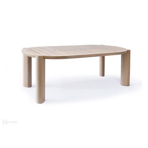 Moderner Esstisch - AURORA - AM LIVING - Iroko / Gestell aus Massivholz / oval