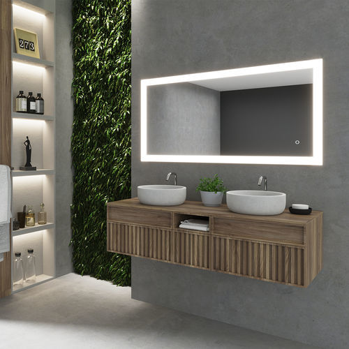 Wandmontierter Spiegel für Badezimmer - GLOW - BISELARTE - modern / rechteckig / weiß